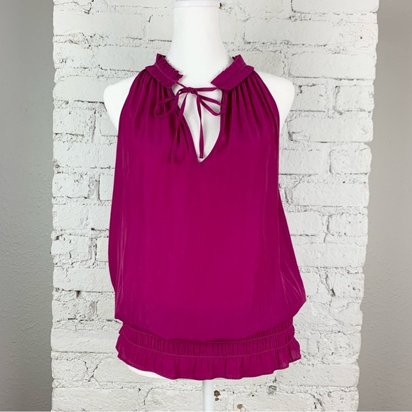 Ramy Brook Mindy Fuchsia Pink Pleated Smocked Blouse - Picture 2 of 13